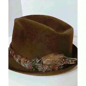 Vintage Dobbs FEDORA Hat WITH FEATHERS Size 7-7 1/8